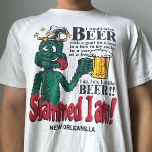 Vintage 2000s Dr Seuss Slammed I Am! Graphics White Tee Shirt Y2K
